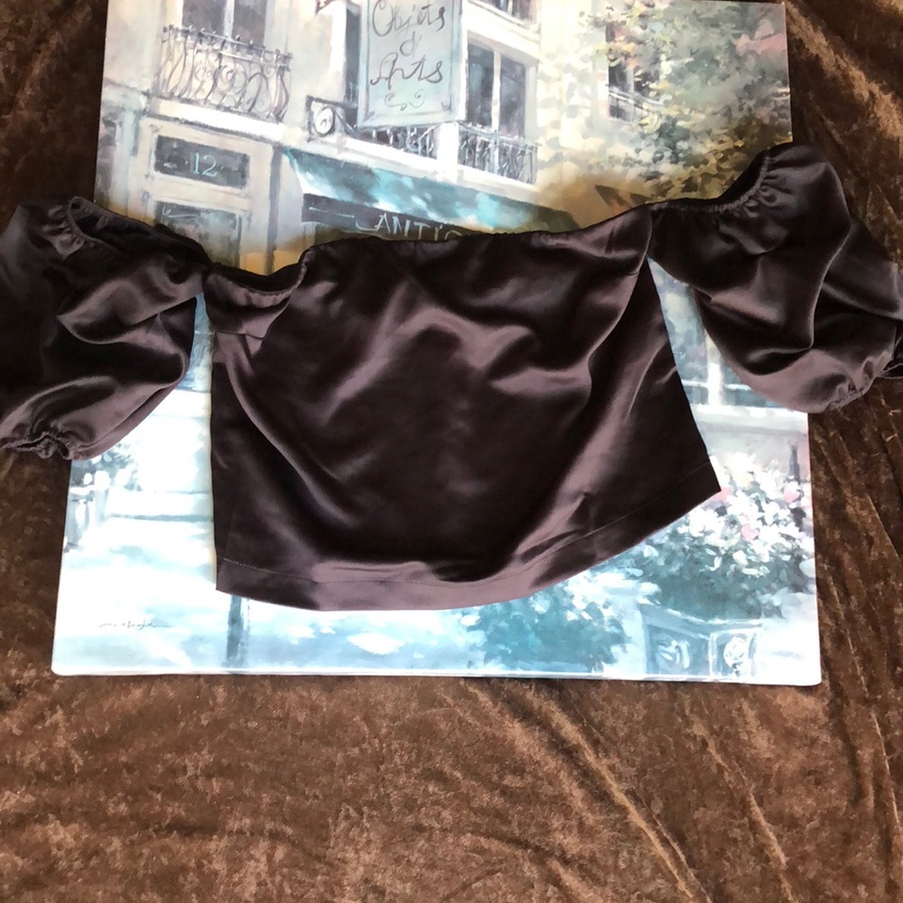 Off the shoulders crop top. Puffy sleeves